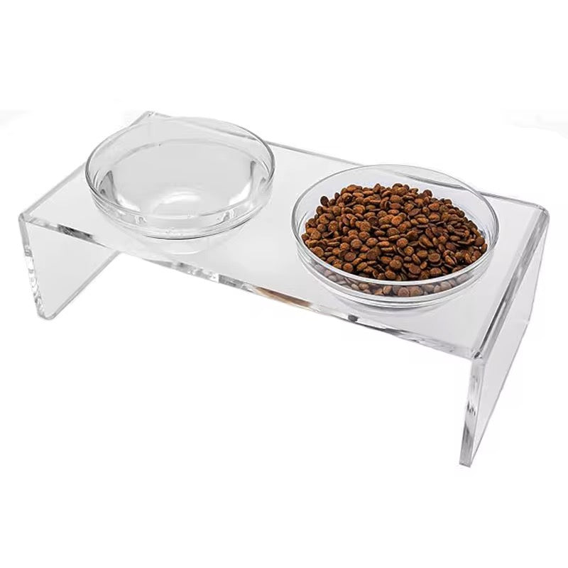 Acrylic Cat Feeding Station